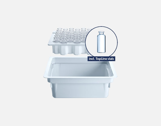 SCHOTT FIOLAX® 10R Clear TopLine Vials adaptiQ® Cup Nest Styled Tub